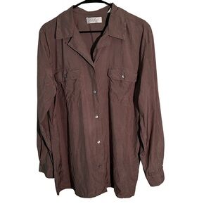Lord & Taylor Dark Brown Casual Button-Down Shirt